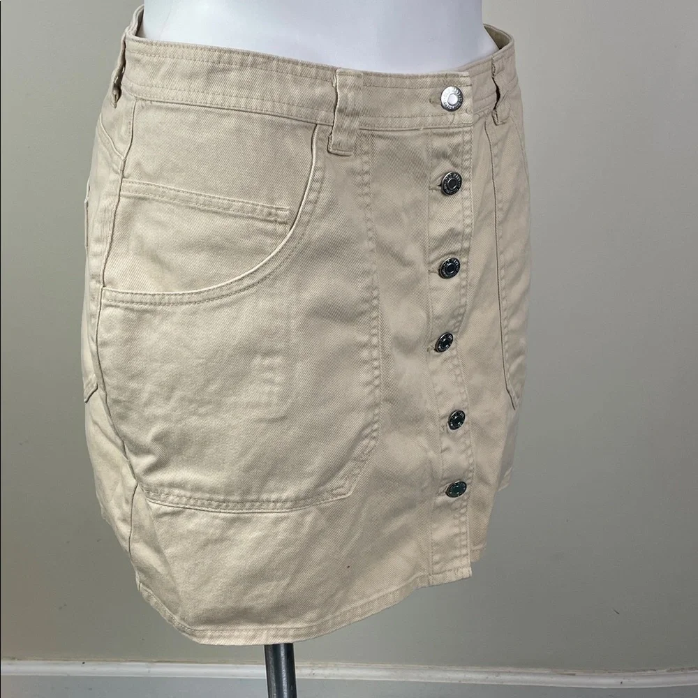 Old Navy Utility Mini Button Front Skirt Oak Branch